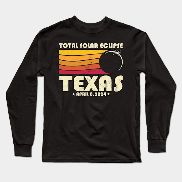 Total Solar Eclipse April 8 2024 Retro Groovy Women Kids Men Long Sleeve T-Shirt by SmilArt